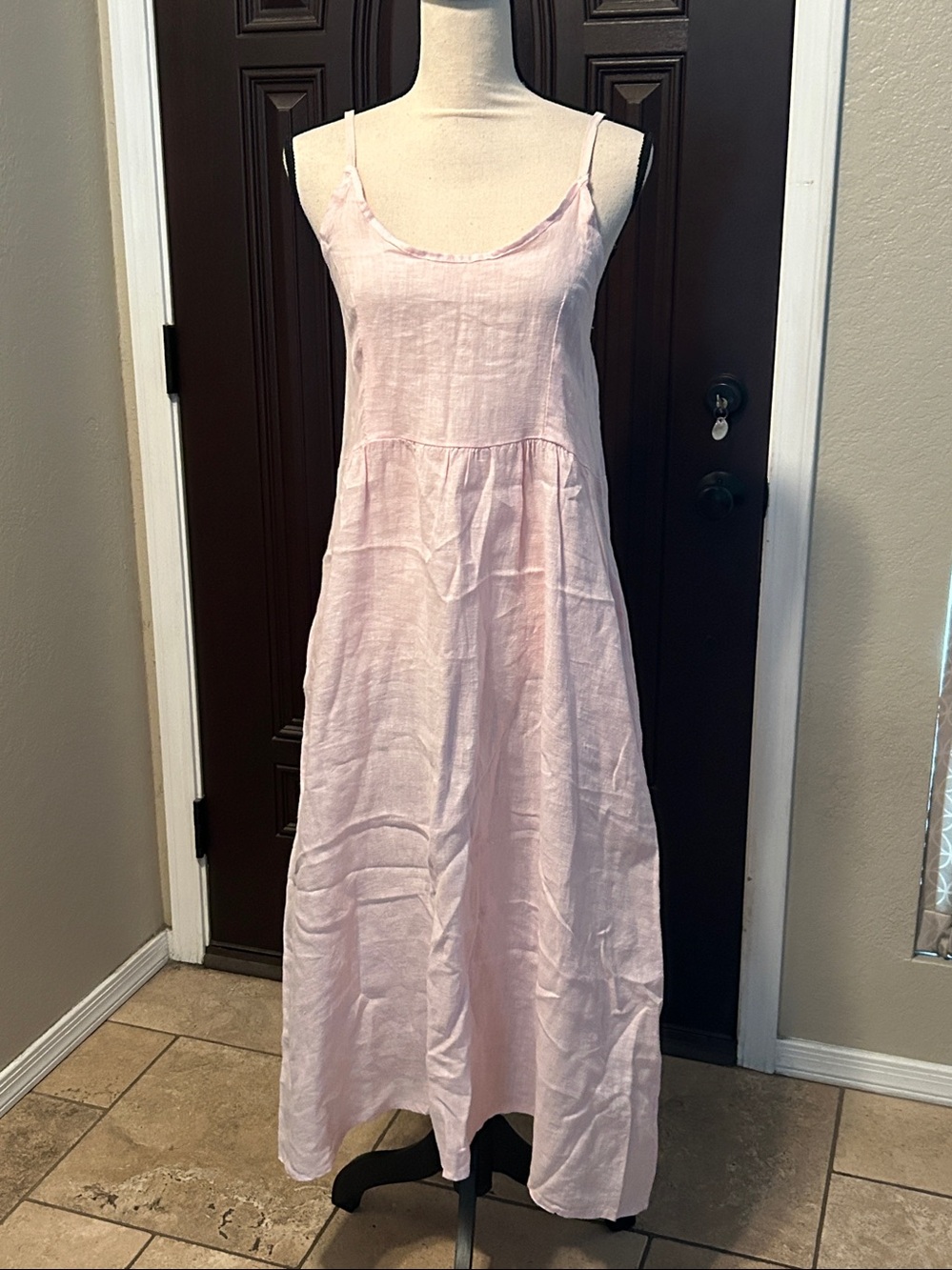 Italian Linen Powder Pink Maxi Dress NWOT